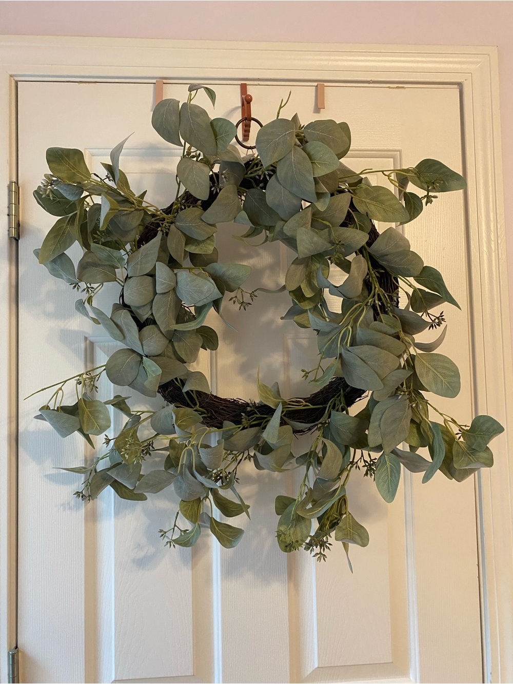 Faux Eucalyptus Grapevine Wreath 16”+ Greenery Farmhouse Door Wall Decor